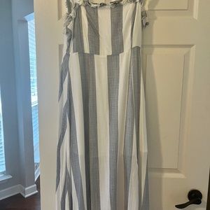 Blue and White Striped Dress